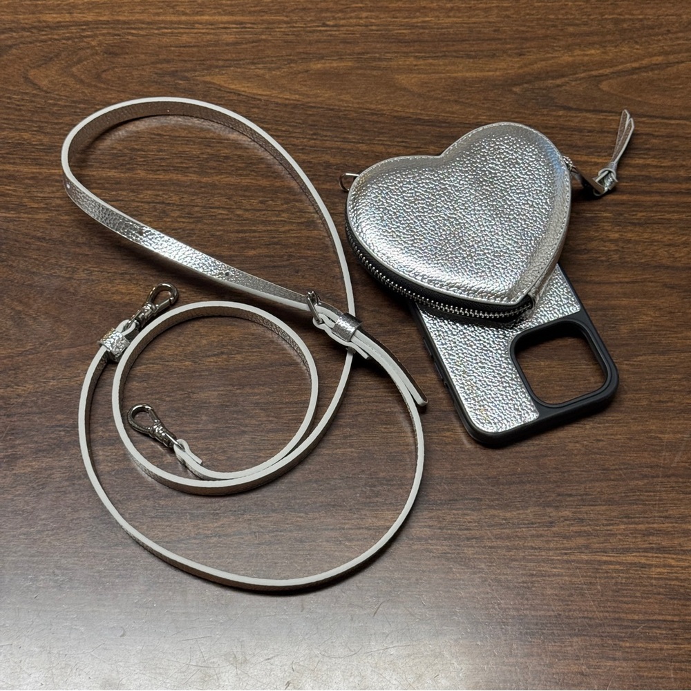 Bandolier Willa Silver Heart Crossbody Phone Case with Strap for 14 Pro Max